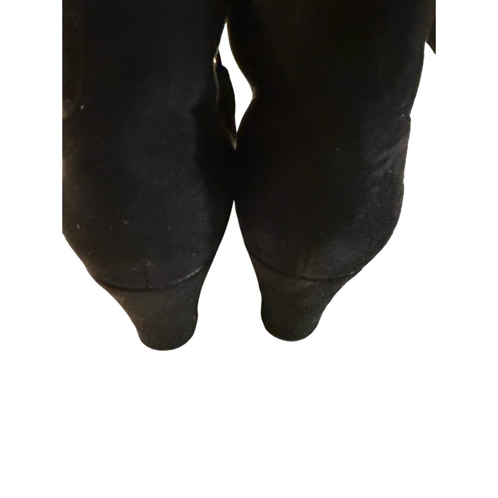 Report Black Suede Wedge Booties Women's Size 9 Fringe Tassel Ties - Picture 4 of 13
